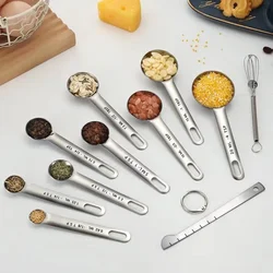 Stainless Steel Measuring Spoon 4/6/7/8 Pcs Set with Scale Measuring Ruler Spoons Coffee Baking Measuring Kitchen Tool Set