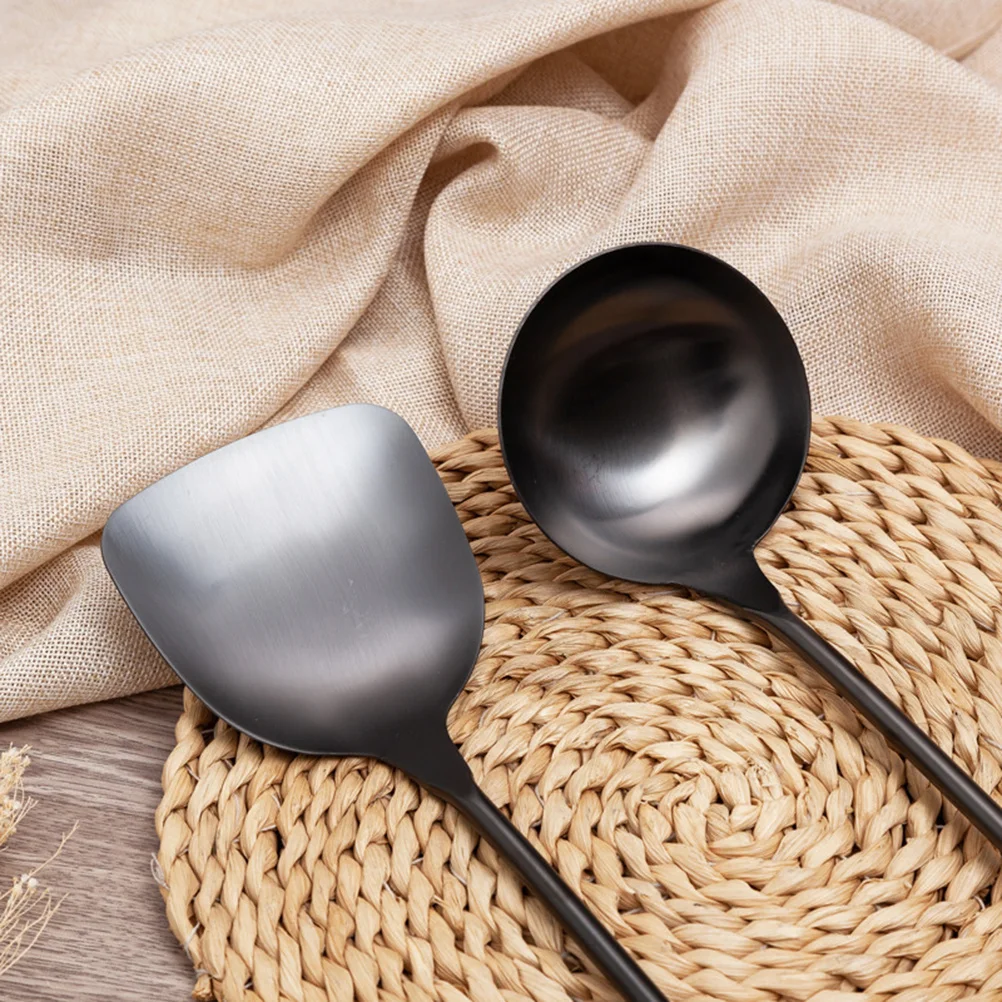 

1Pcs Soup Ladle Stainless Steel Brown Wood Handle Kitchen Cooking Spoon Heat Resistant Non Slip Hanging Hole Easy Storage Home