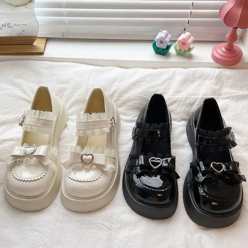 

Landmine Sponge Cake Shoes JK Y2K Japan Kawaii Love StoryTransfer Series Thick Soled Girl Shoes Subculture Sponge Cake Shoes