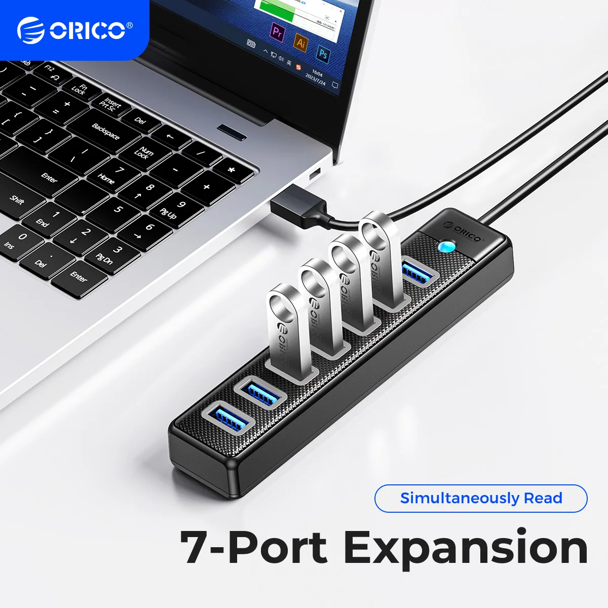 ORICO USB3.0 HUB 7 Port Splitte High Speed Notebook Extension for Computer Laptop Accessories