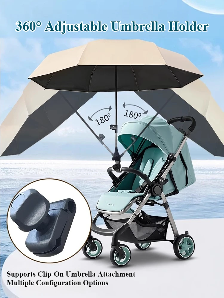 Eary قابل للتعديل جبل حامل عربة طفل ملحق عربة طفل مظلة حامل مظلة قابلة للطي الأشعة فوق البنفسجية حماية من الشمس غير نافذ للمطر