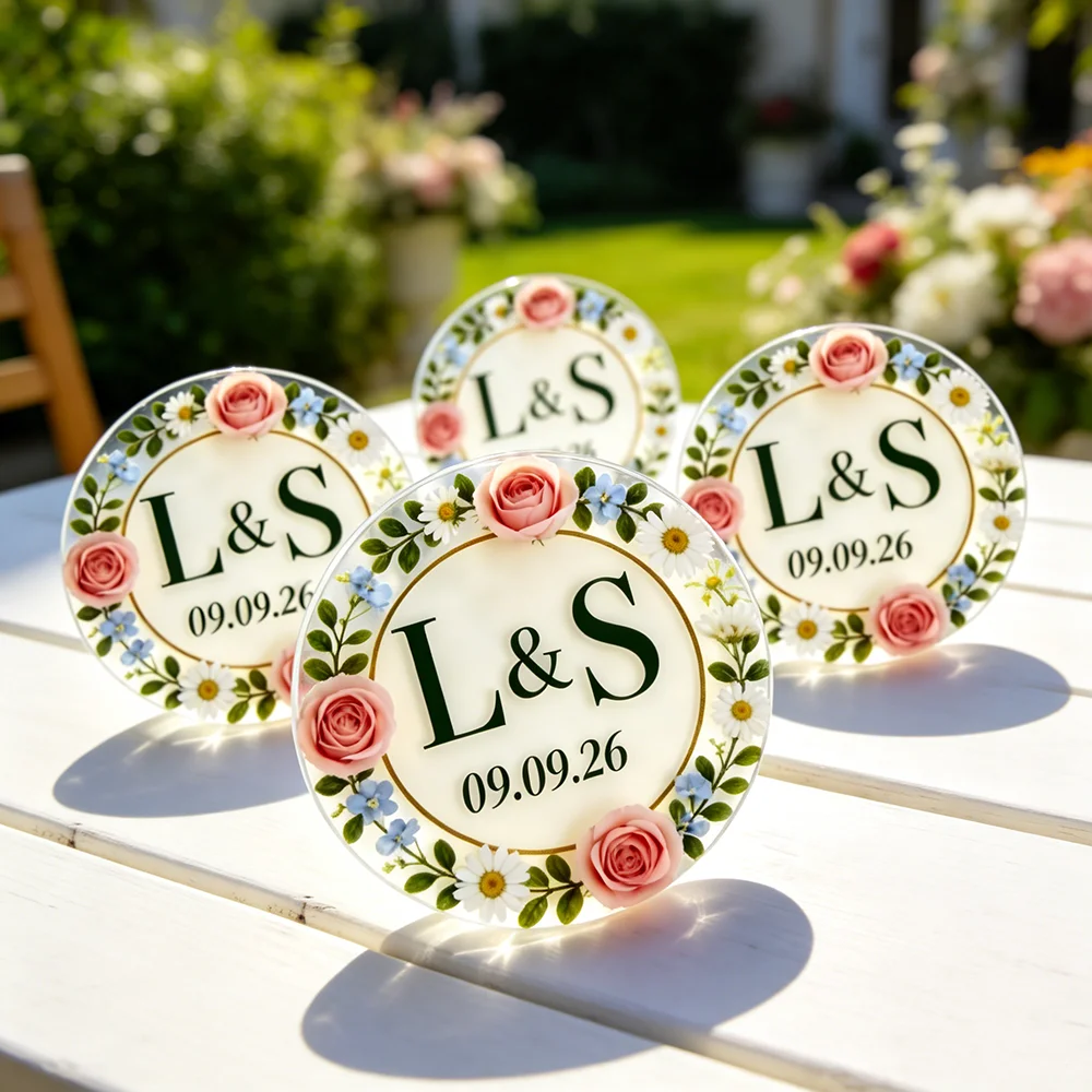 40Pcs Personalized Print Your Crest and Monogram Acrylic Pins,Circle Shaped Pins,Birthday Party Favors,Wedding Pins in Bulk