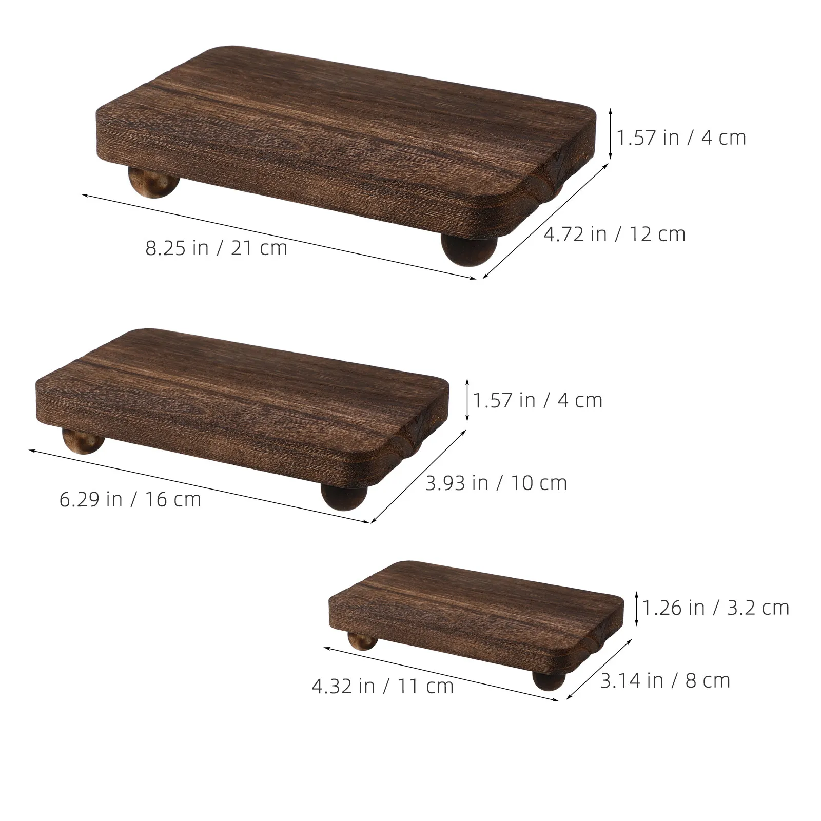 3Pcs Wood Riser Perfume Organizer Small Rectangular Pedestal Display Stand Kitchen Bathroom Counter Decor Wooden Cupcake