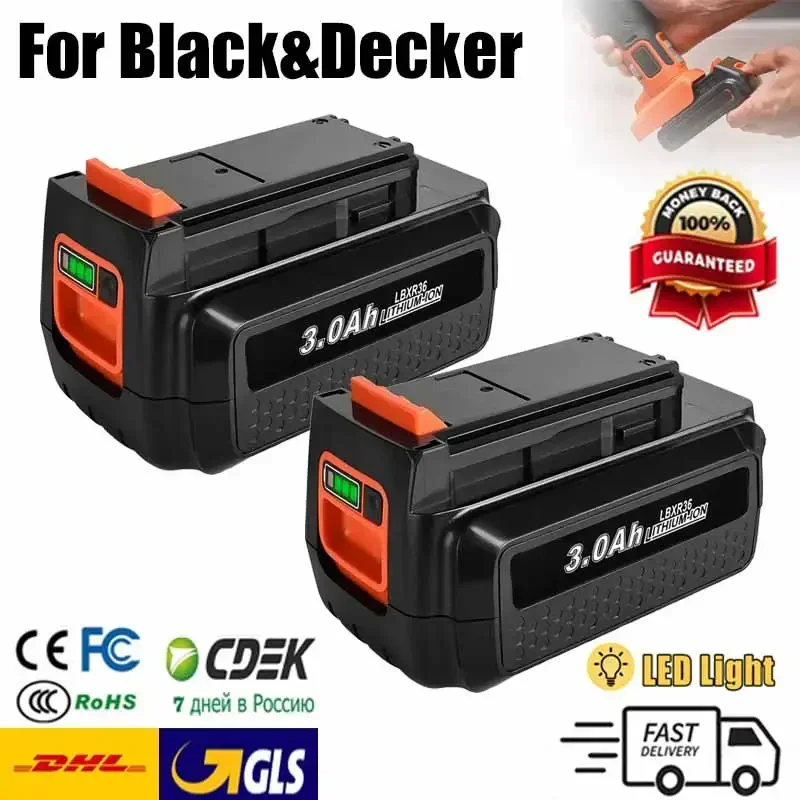 Dla Black & Decker 36v/40V 3000mAh litowo-jonowy akumulator do elektronarzędzi LBXR36 BL2036 LBX2040 LST136 LST420 LST220 L50