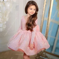 Vestido elegante de primera comunión para bautismo y cumpleaños, disfraces para niña pequeña, vestido de fiesta de lentejuelas personalizado para dama de honor