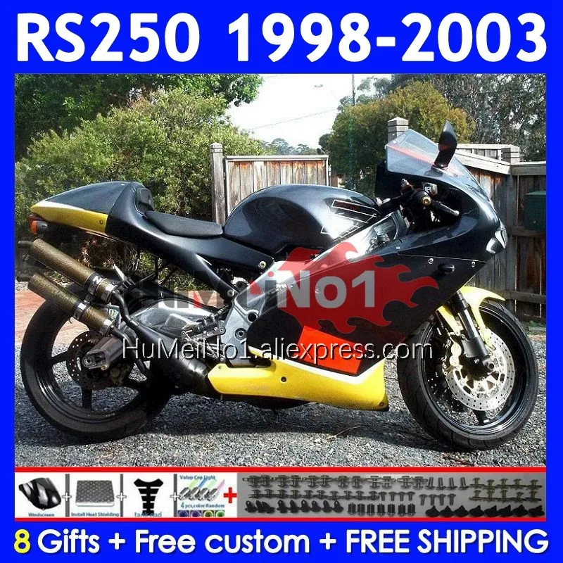 RS250RR For Aprilia RSV250 RS 250 RS250 RR 98 99 00 01 02 03 318No.7 black yellow RS-250 1998 1999 2000 2001 2002 2003 Fairing