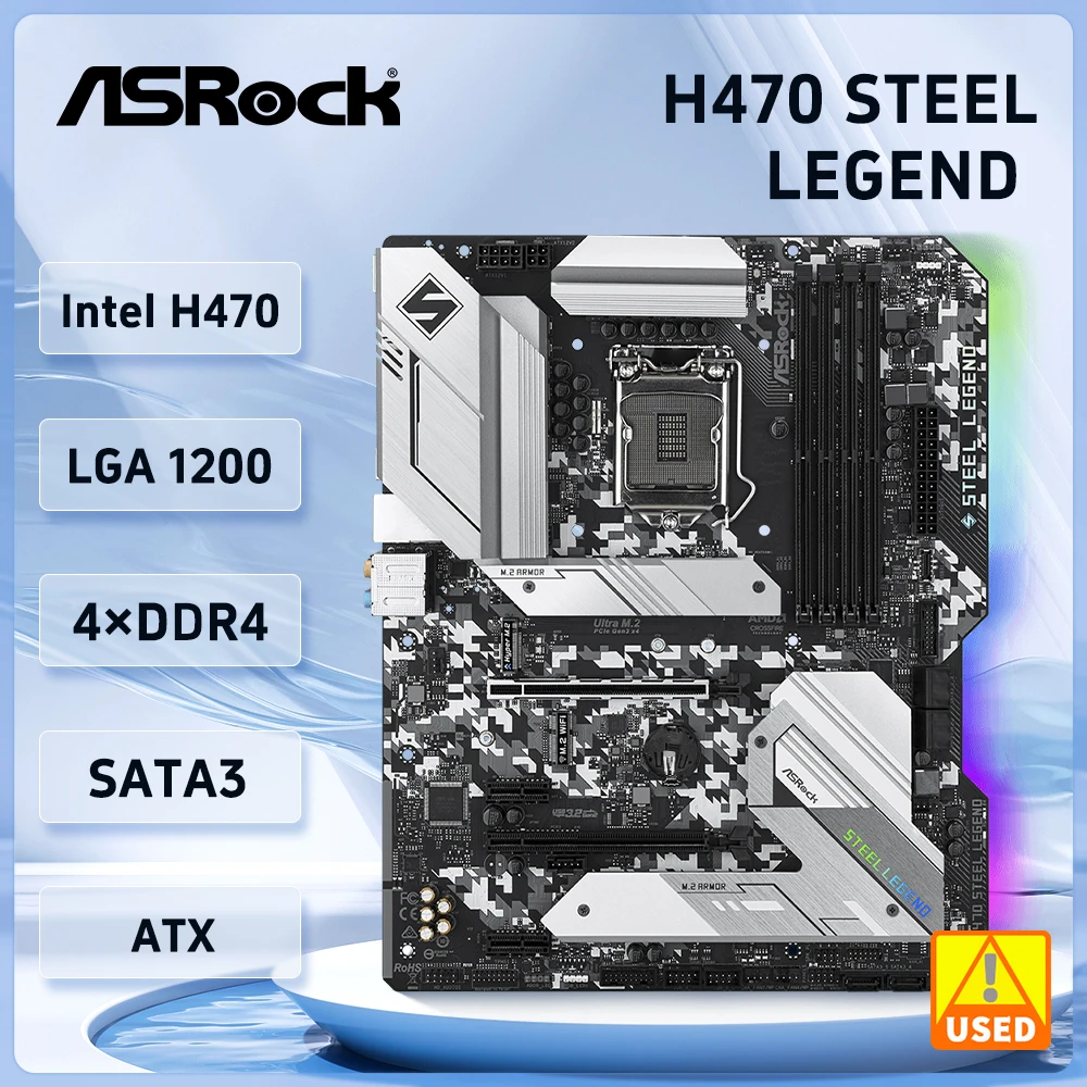 

ASRock H470 STEEL LEGEND Motherboard support i9-11900 i5-11400F i9-10900F G6500 10400F cpu ATX M.2 Intel H470 LGA1200 DDR4 128GB