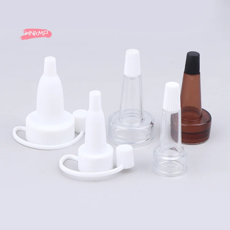 5 uds. Tapas de boquilla de punta blanca de 13/20mm de Color té transparente para ampolla, sérum, forma acampanada, tapas de sellado de botellas de penicilina con cuentagotas