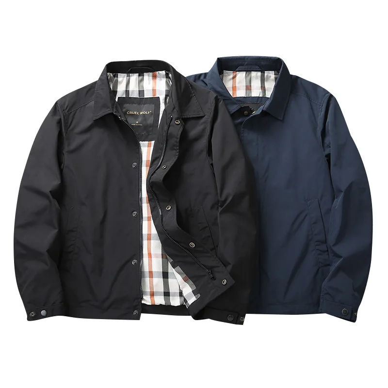 

Spring and autumn new loose casual men's cotton coat without hood zipper casual jacket men's clothing