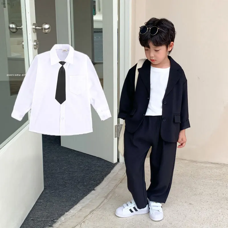 

Children's Formal Suit Set - Spring/Summer Edition - Stylish And Loosely-Fitting Casual Boys' Black Korean Style Two-Piece Set