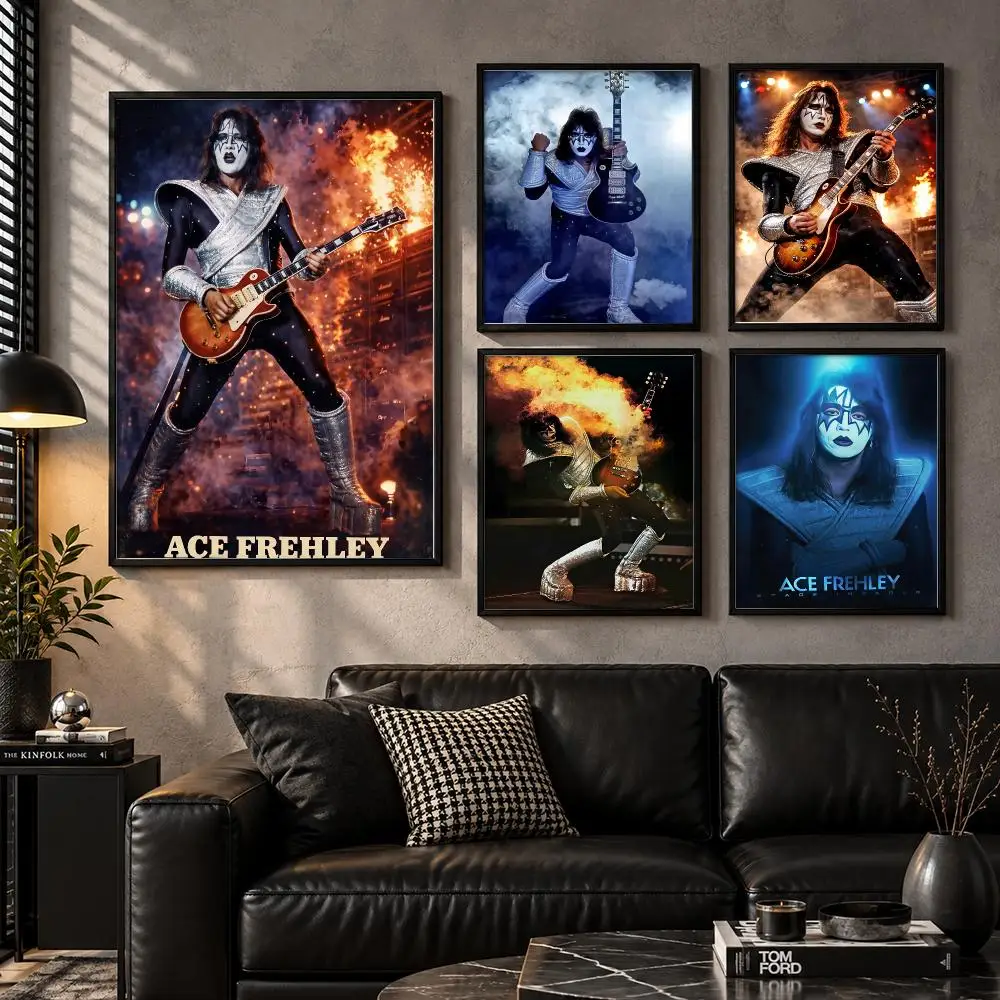 Musician Ace F-Frehley Poster Modern Wall Art Sticker For Living Room Bedroom Bar Home Decor Mural Painting Decoration
