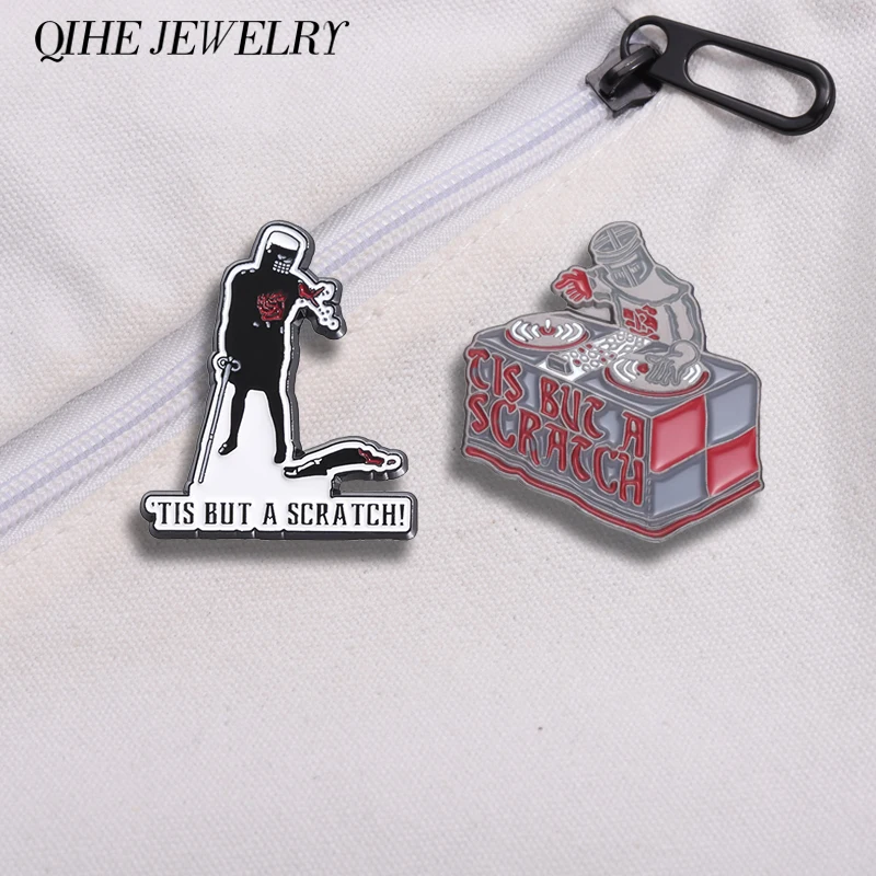 Comedy Movies Monty Python Brooch Enamel Pins Custom Tis But A Scratch Brooches Backpack Lapel Badges Punk Jewelry Accessories