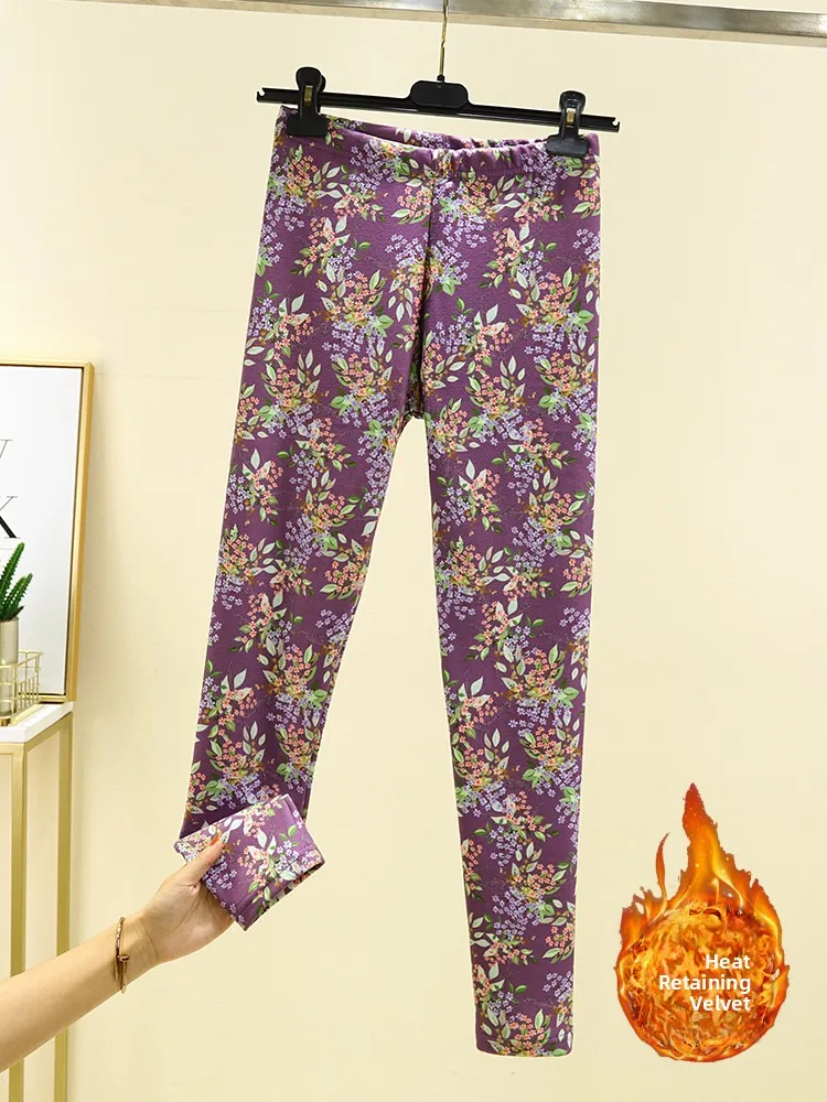 Thiened الألمانية المخملية الخريف السراويل النسائية الشتاء حجم كبير ملابس داخلية ضيقة عالية الخصر السراويل الطويلة Fce اصطف التدفئة Pr... #3