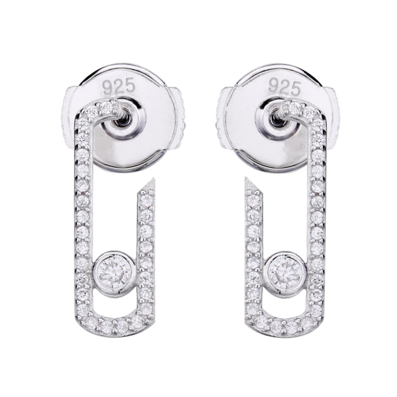 SHADOWHUNTERS-pendientes originales de Plata de Ley 925 con piedra móvil, circonita transparente para mujer, accesorios para hacer joyería fina de boda
