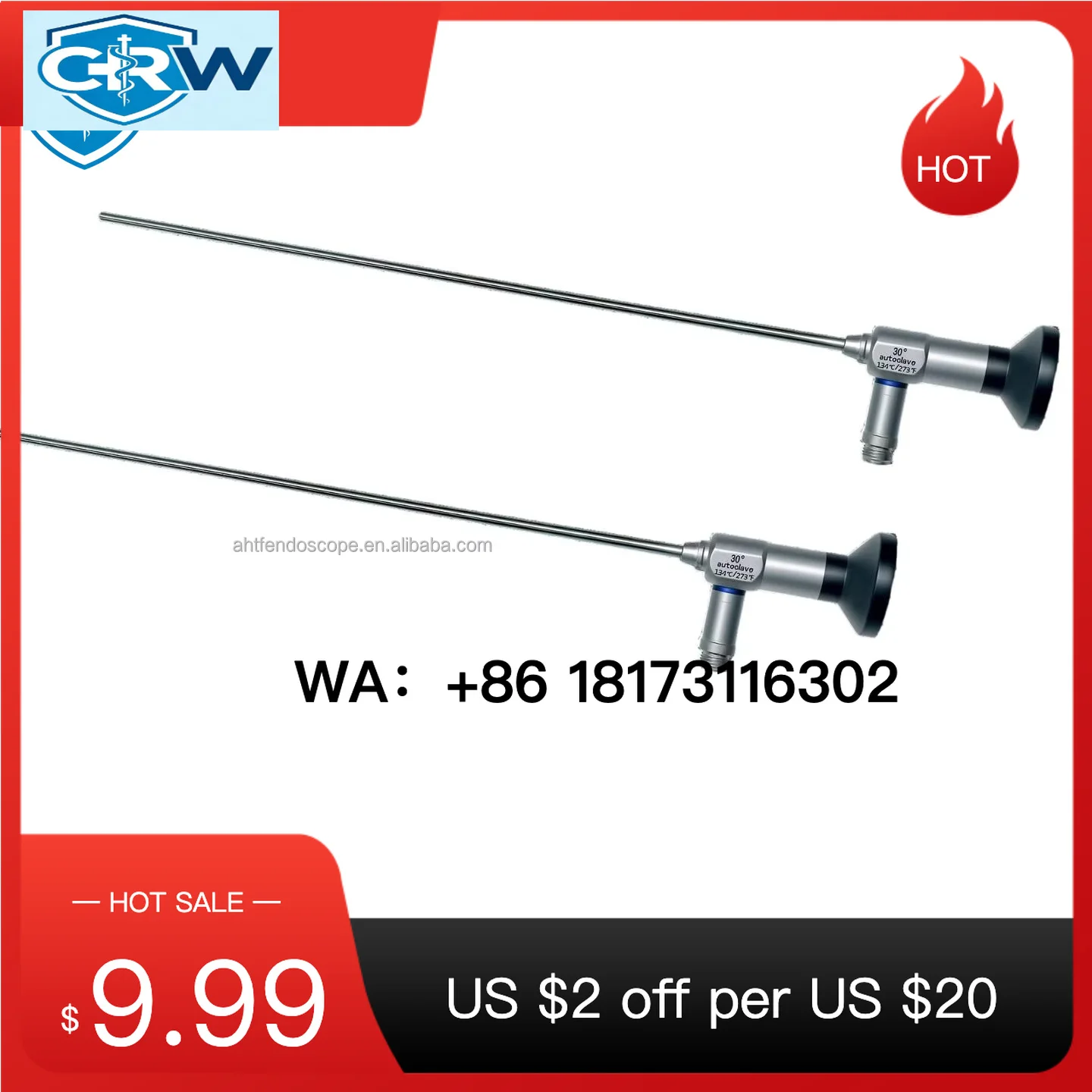 CRW CYSTOSCOPE HD Autoclavable 0 Degree Rigid Arthro scope 4mm 30 70 Degree