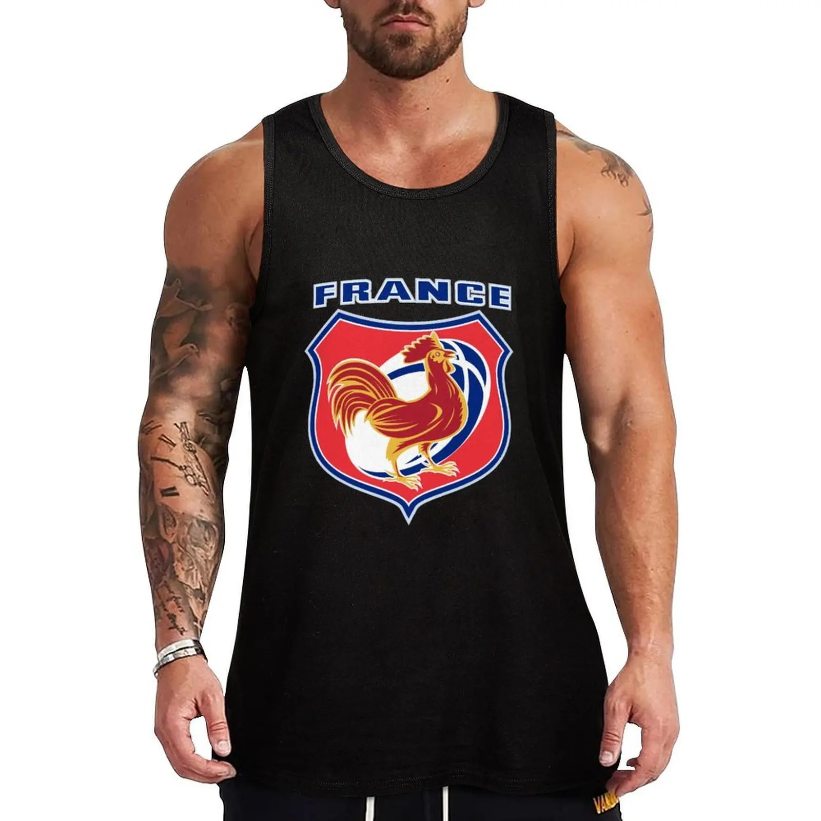 rooster cockerel france rugby shield Tank Top Training Athletic Tank Top Lightweight Breathable Wear