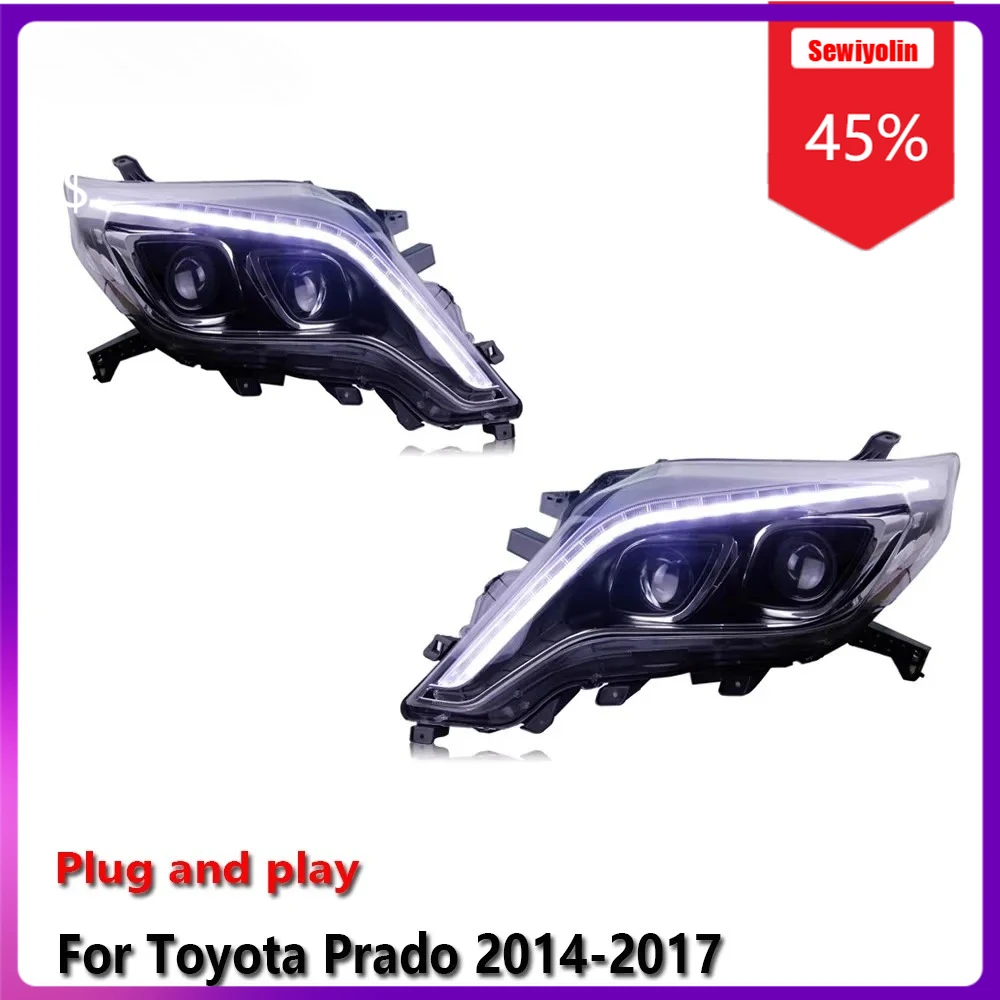 

Автомобильные светодиодные лампы Sewiyolin в сборе для Toyota Prado 2014-2017, противотуманные фары DRL, стоп-сигнал поворота