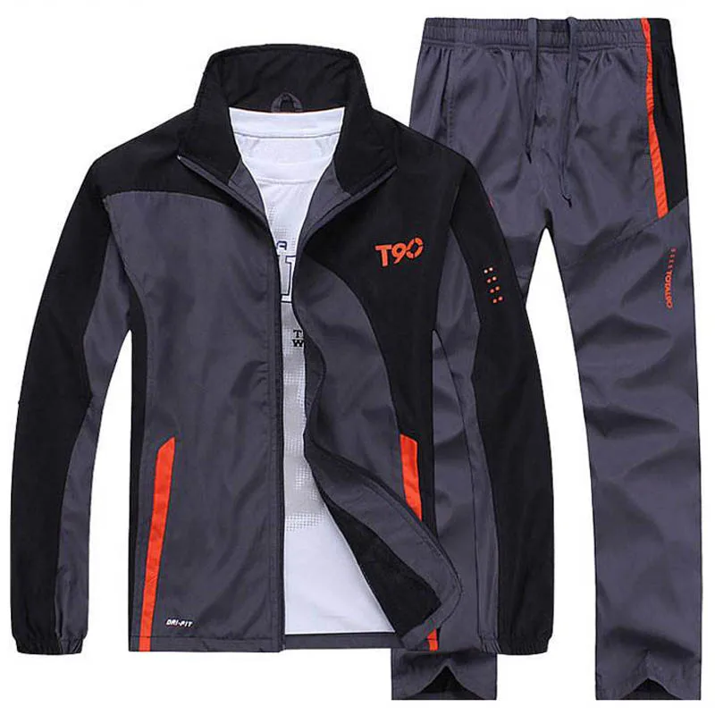 Chándal de deporte atlético para hombre, traje de chándal informal con cremallera completa, chaqueta de 2 piezas y pantalones para gimnasio al aire