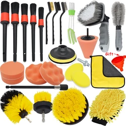 Detailing Brush Set Car Cleaning Brushes Power Scrubber Drill Brush For Car Leather Air Vents Rim Cleaning Dirt Dust Clean Tools