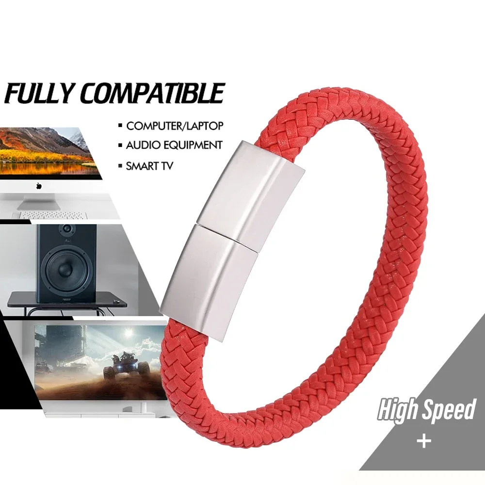 Bracelet en métal rouge avec clé USB, clé USB, disque U, cadeaux créatifs, noir et blanc, 4 Go, 8 Go, 16 Go, 32 Go, 64 Go, 128 Go