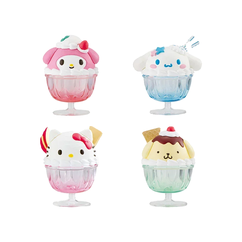 BANDAI Capsule Toys Kitty White My Melody My Melo Pompompurin Dessert Cup Style Series Sanrio Action Figures Model Original