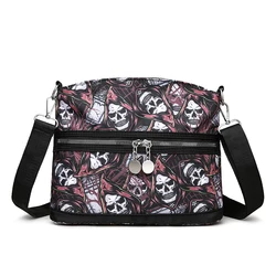 1 Piece Ladies Skull Head Printed Nylon Crossbody Bag Halloween Cloth Bag