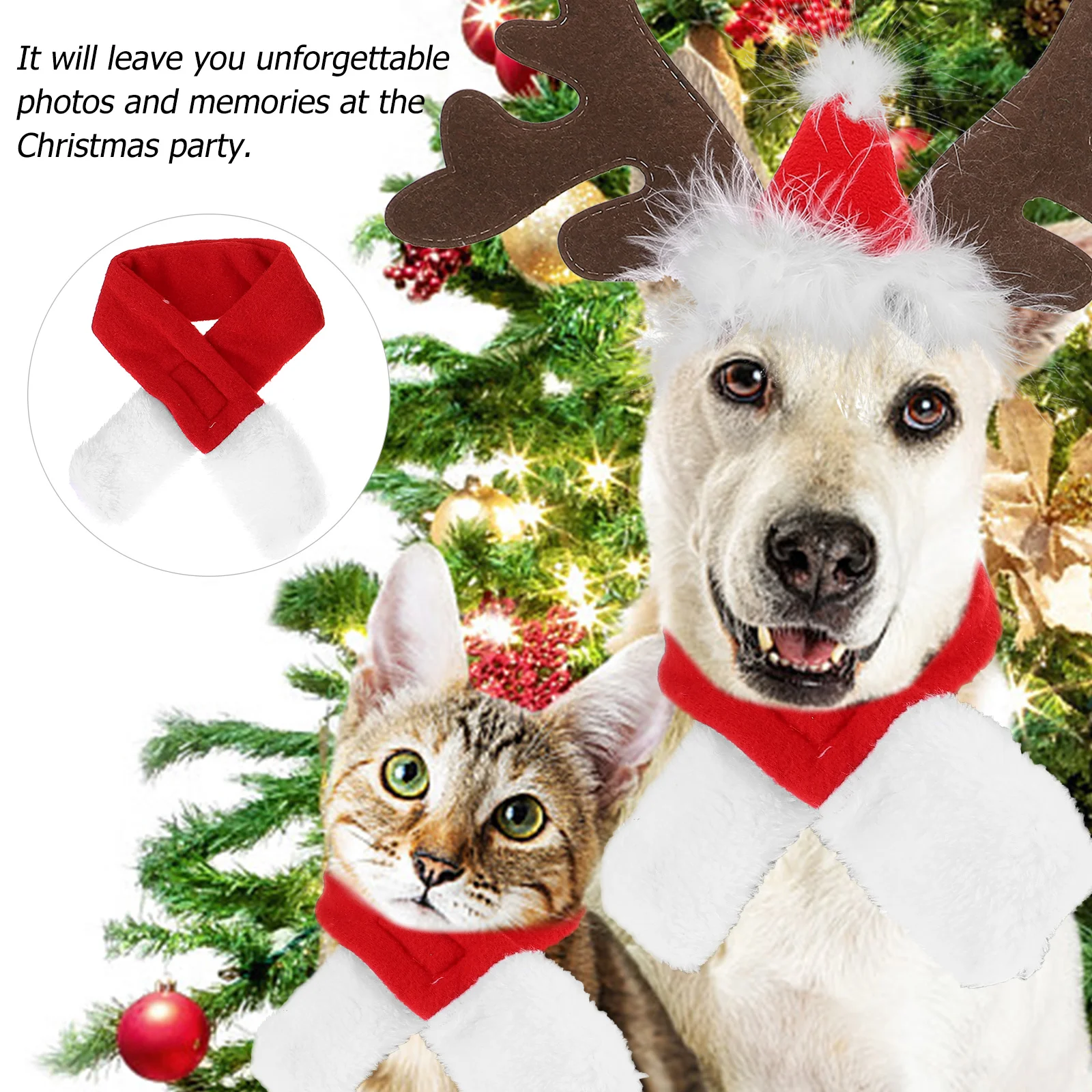 

1Set Pet Christmas Hat Scarf Set Breathable Comfortable Dog Cat Xmas Party Winter Dress Cosplay Accessory Pet Christmas Hat