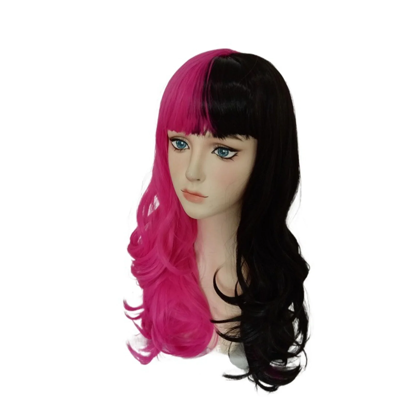 Movie Draculaura Cosplay Costume Wigs Long Black Pink Heat Resistant Synthetic Hair Halloween Party Role Play Carnival Props