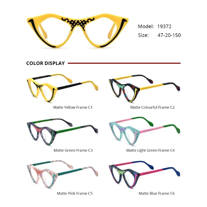 

Multi-color matte acetate fiber glasses frame women's new fashion cat eye glasses optical glasses cat