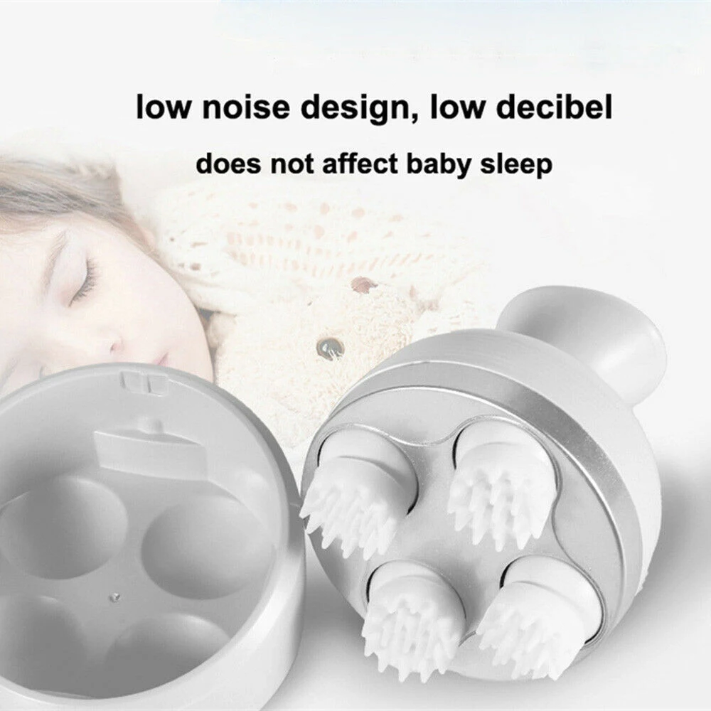 مدلك فروة الرأس الكهربائي اللاسلكي مع العجن 4 عقد تدليك يده المحمولة رئيس خدش مدلك الإجهاد الاسترخاء #5