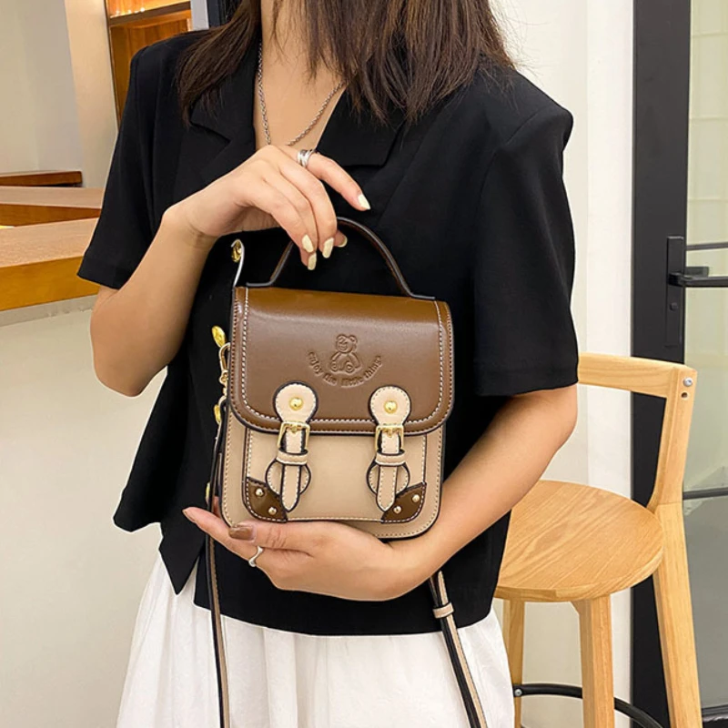 Beibaobao Small Square Bag Women\'s Bag Summer New Black White Leisure Fashion Retro Cambridge Bags One Shoulder Crossbody Bag