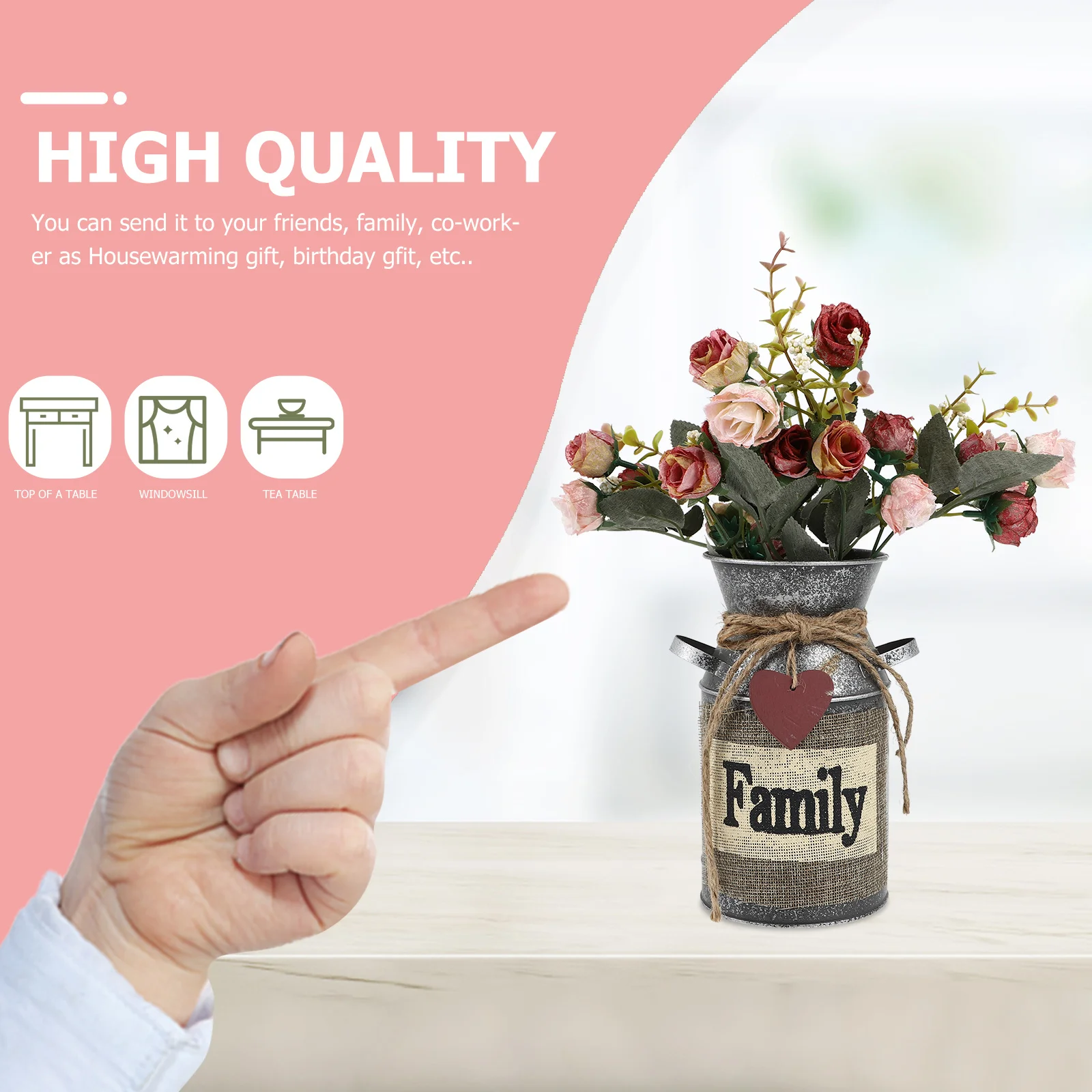 

2pcs Iron Flower Vase Decor Vintage Retro Jug Planter For Dried Flowers Arrangement Garden Office Living Room Decoration