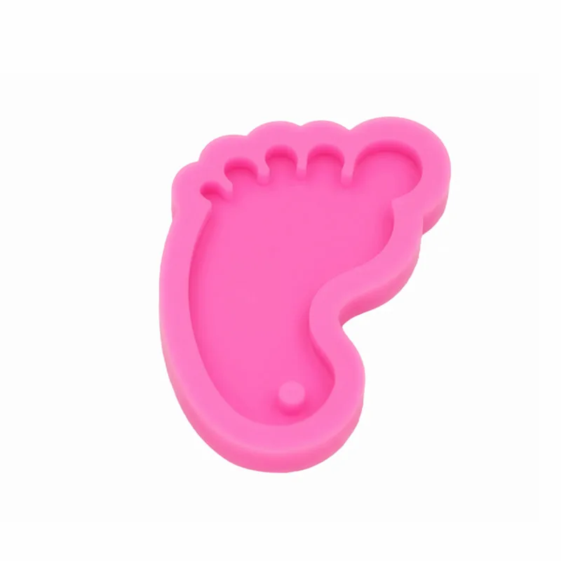 GJ-1031 Shiny Mirror Foot Shape Keychain Silicone Mold Epoxy Resin Decorative Jewelry Pendant Drip Molds