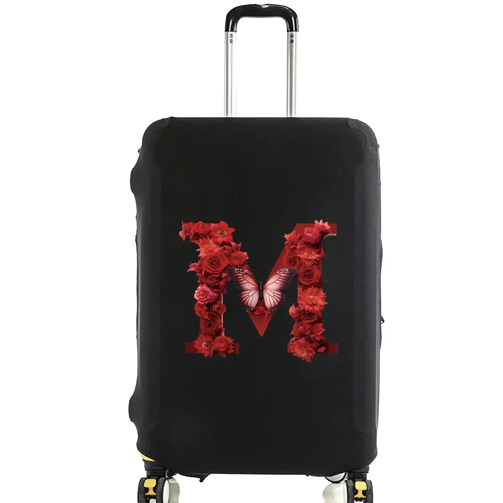 Housse de protection pour bagages en tissu extensible, housse Anti-poussière, anti-rayures, pour valise, costume pour motif de lettres Rose rouge de 18 à 32 pouces