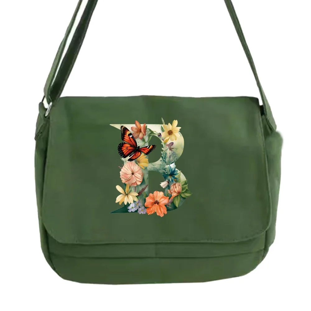 2023 Trend Large Capacity Travel Multifunctional Butterfly Letter Printing Male/Female Crossbody Bag Casual Canvas Shoulder Bag