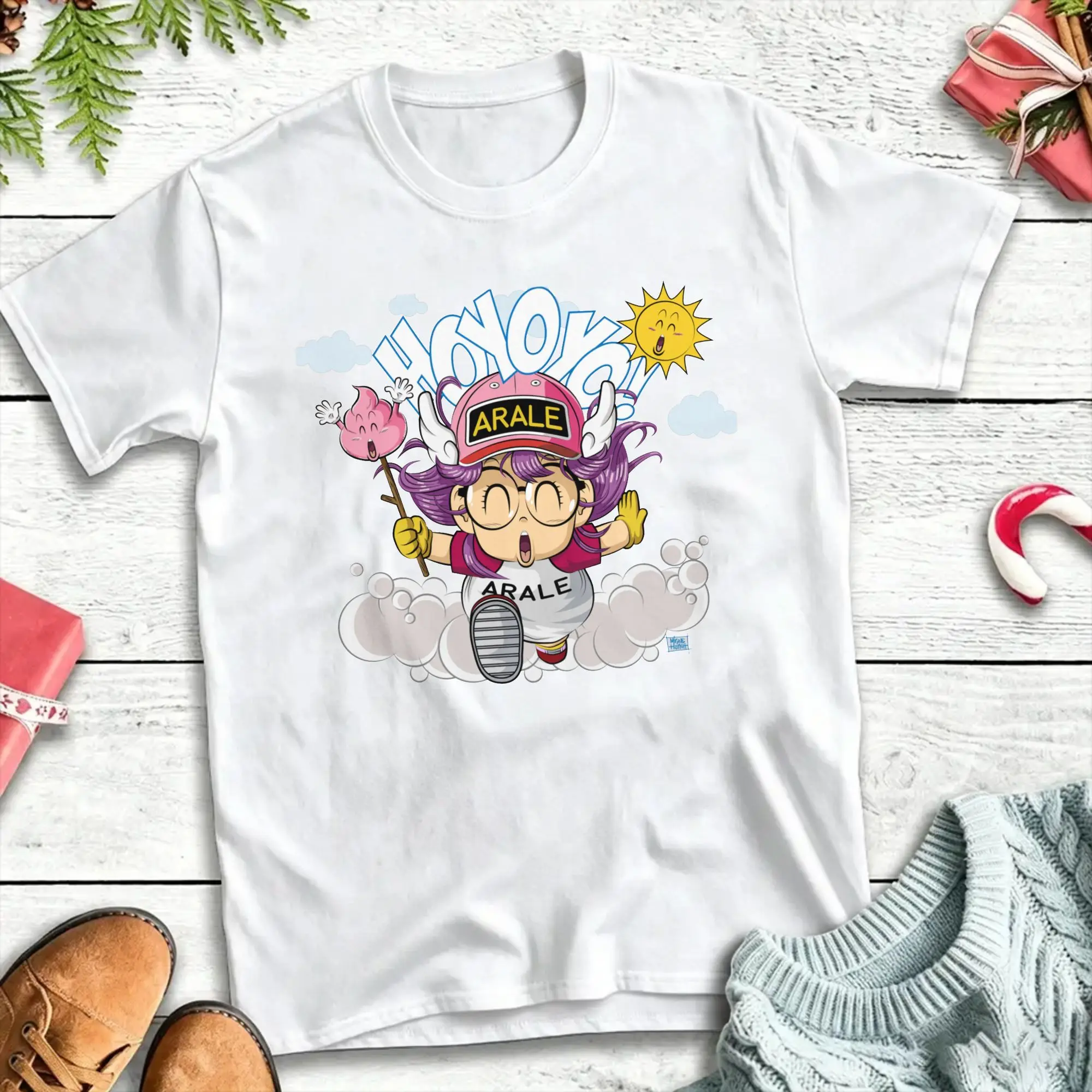 Dr. Slump Men Women T Shirt Arale Hoyoyo Vintage Tees Short Sleeve Round Collar T-Shirt Pure Cotton Graphic Clothes