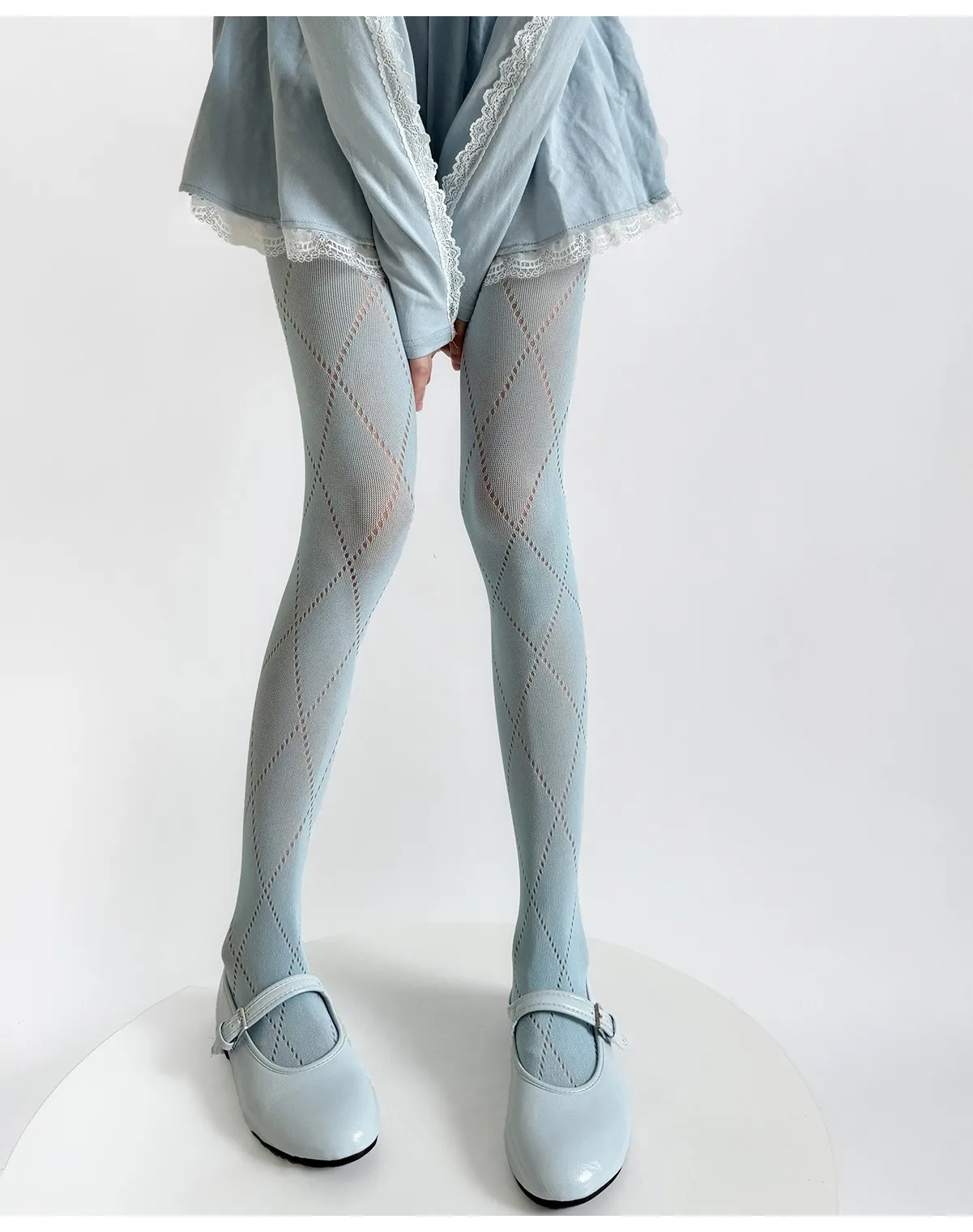 Retro-Netzstrumpfhose für Damen mit Karomuster und Aushöhlungen – Figurformende Strumpfhose für Frühling und Sommer