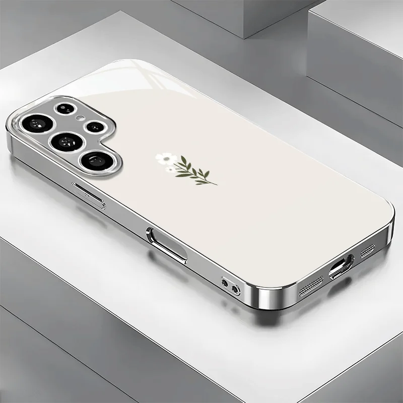 Simple and stylish new electroplated silver phone case  for Samsung Galaxy S26 S25 S24 S23 S22 S20 FE/Ultra/Plus anti drop Cover