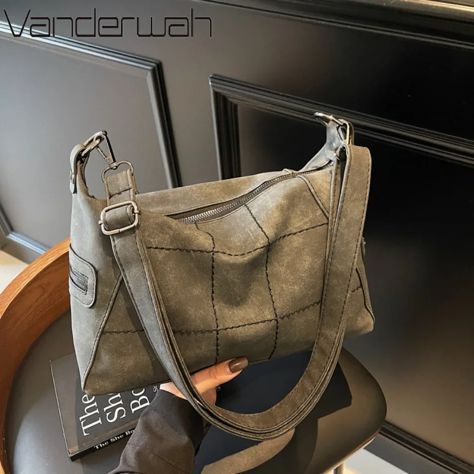 

High-quality Soft Leather Shoulder Bags for Women 2025 High Capacity Crossbody Handbags Designer Casual Solid Tote Messenger Bag