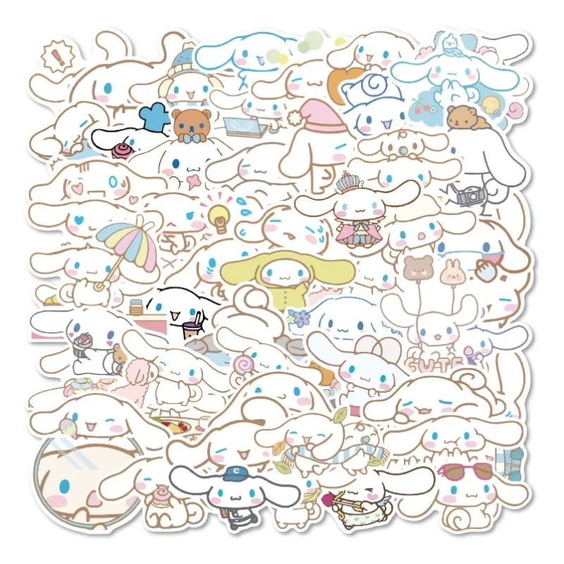 Pegatinas Sanrio Hello Kitty Cinnamoroll para niños, paquete de pegatinas impermeables para tarjetas de crédito, decoración diaria para portátil,