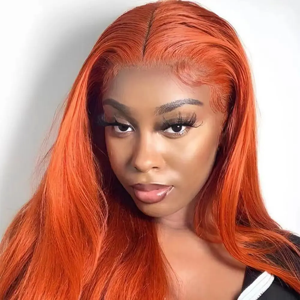 

Bone Straight Ginger Orange Colored 30 Inch 13x6 Lace Front Human Hair Wigs 13x4 Lace Frontal Wig Brazilian Wig For Women Choice
