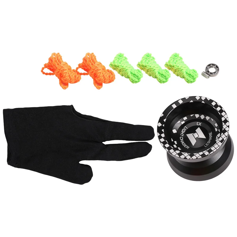 DELAM-não responsivo LIGHT CHASER X3 Yo-Yo competitivo, Yoyo de liga para iniciantes e truques de prática com luva e cordas