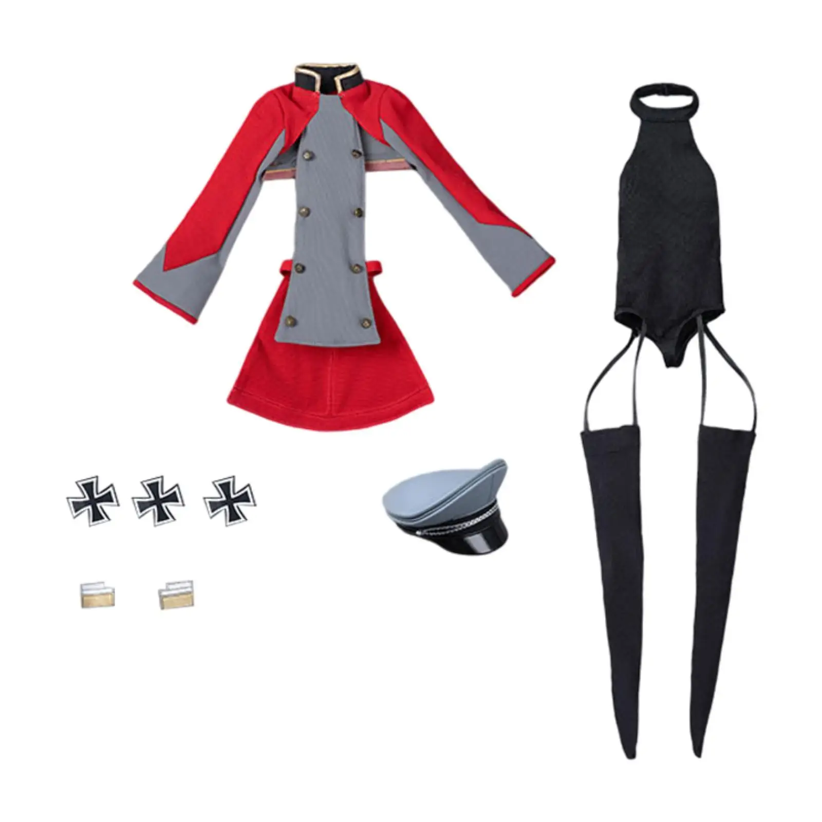 Conjunto completo de uniforme em escala 1:6, fantasia, cosplay, moda elegante, mini casaco para figuras de ação femininas de 12 polegadas, acessório