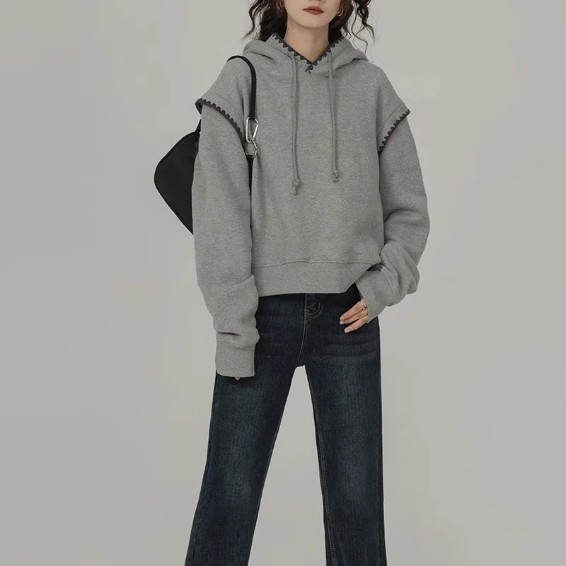 

2024 New Hoodie Loose-fitting Japan Style and Korean Clothes Spliced Hoodies Stitch Sweatshirt Hoody Baby Casual Top T897