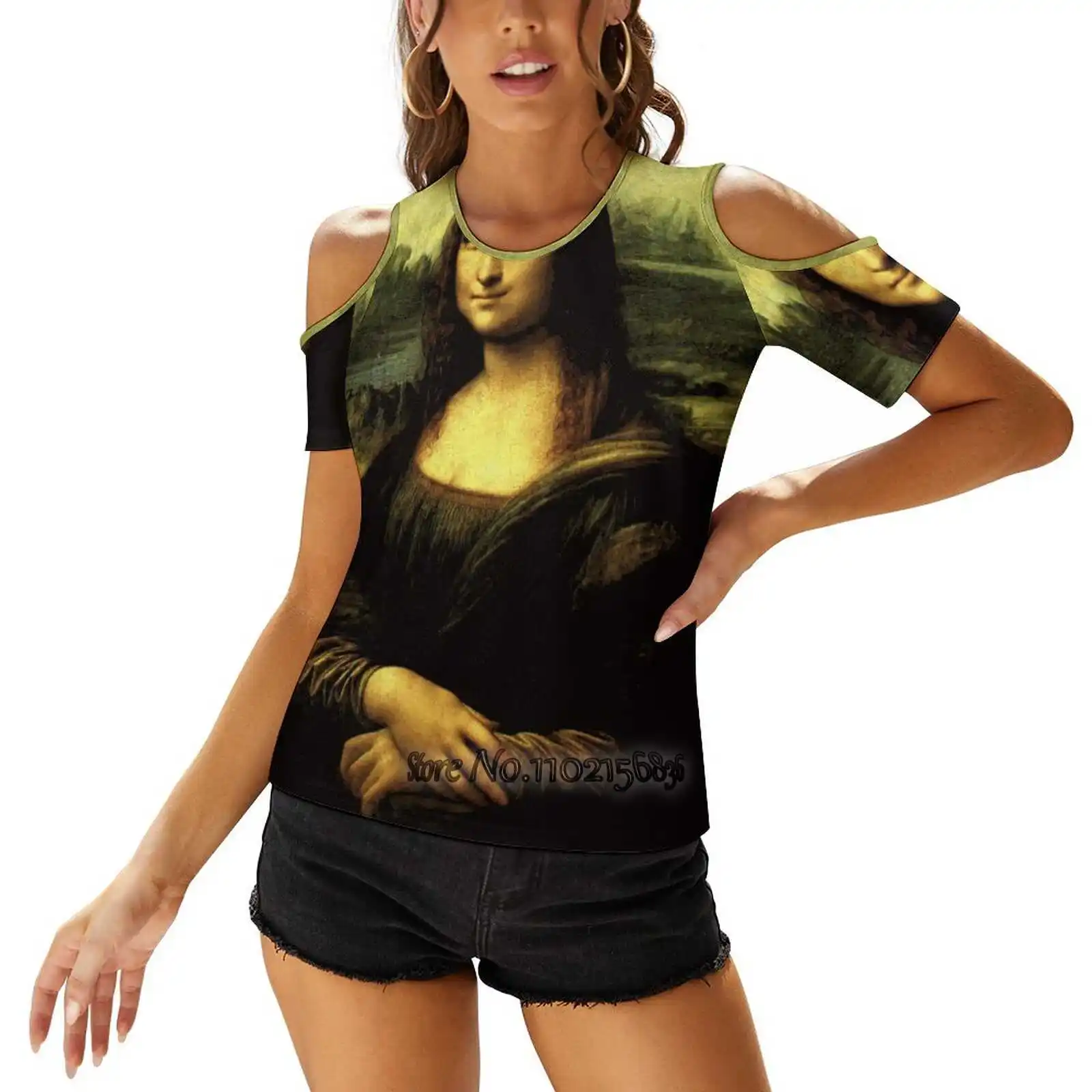 Mona Lisa Famous Fine Art Painting Women Print T-Shirt Summer Casual Tops Streetwear T Shirt Korean Tops Leonardo Da Vinci Mona