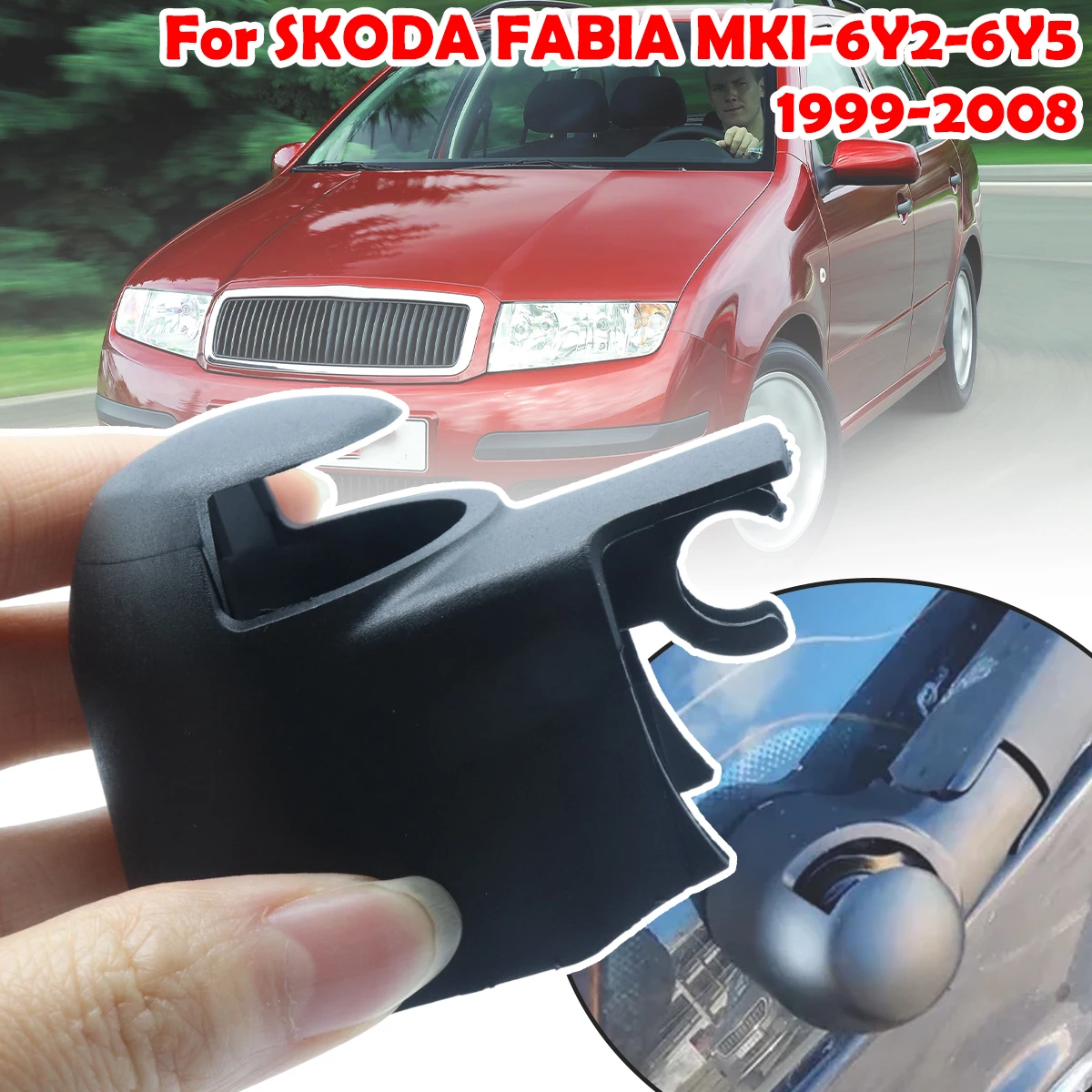 

For SKODA FABIA MKI-6Y2-6Y5 Car Rear Windshield Window Wiper Arm Rocker Bolt Cover Black Plastic Cap 1999 2000 2001 2002 - 2008