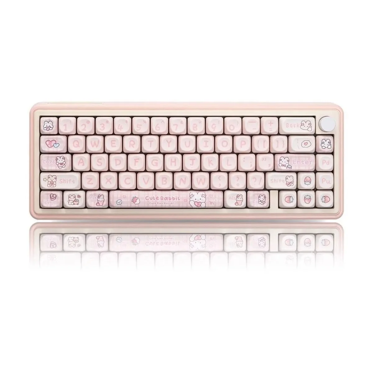 Korean Hangul Cute Rabbit Keycaps MOA Profile PBT Dye-Sub Pink Kawaii Bunny Keycap Set for Mechanical Keyboard Cherry MX Girls