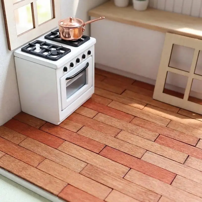 10Pcs Dollhouse Flooring 1: 12 Scale Mini Wooden Dollhouse Floor Boards