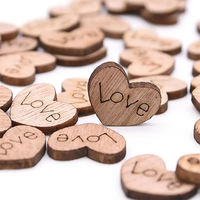 100pcs Shaped Rustic Wooden Love Heart Wooden Heart Confetti Engraved Love Hearts Wedding Table Scatter Decoration Crafts