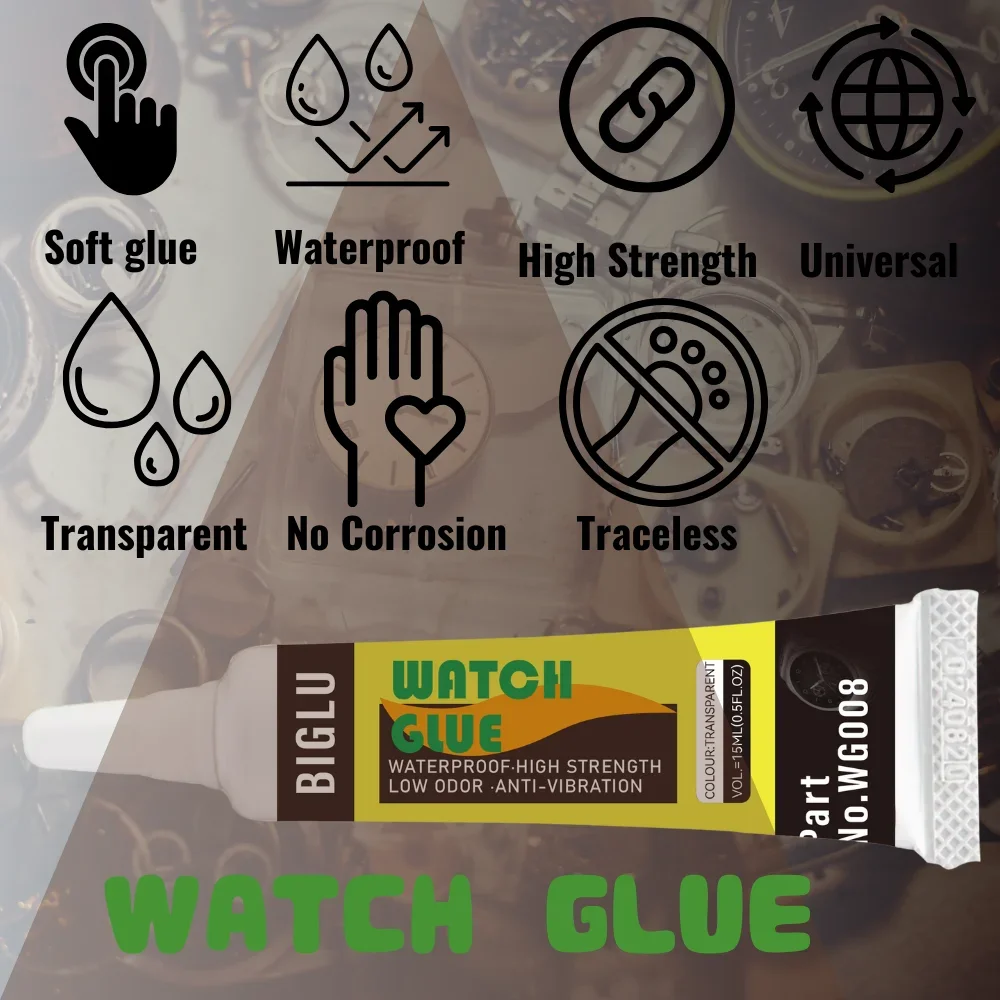 BIGLU Transparent Waterproof Glue Repair Smart Watch Glue Seal Metal Glass Jewelry DIY Cover Frame Soft Adhesive 15ml